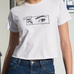 Brandy Melville White Cropped Tee